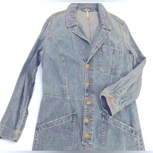 Free People Denim Shorts long sleeve romper Size Small